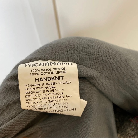 Pachamama Hooded Jumper Zip Heavy Knit 100% Wool Large Brown - Picture 8 of 13